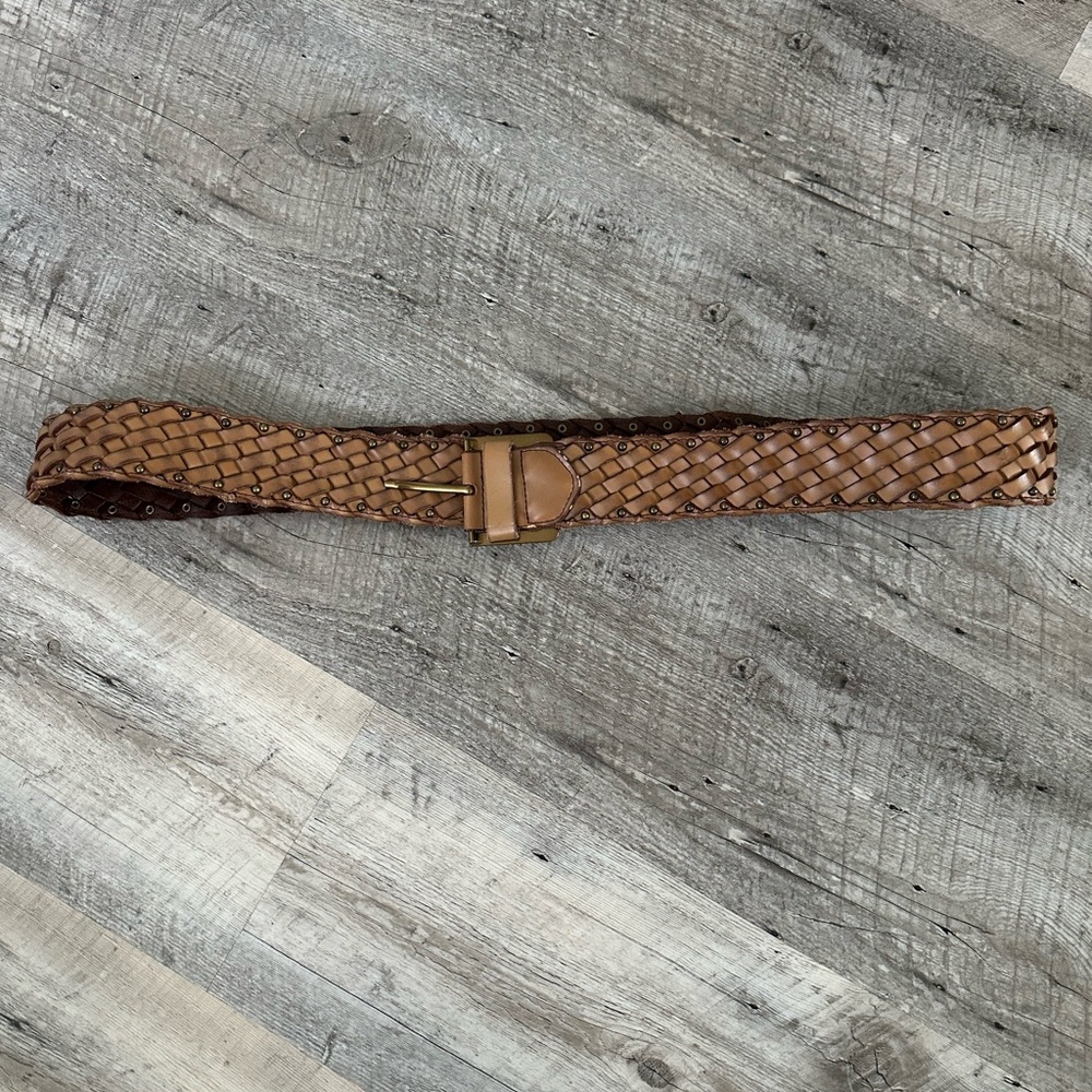 CAbi Woven Leather Belt In Brown 52.5” Long Including Buckle